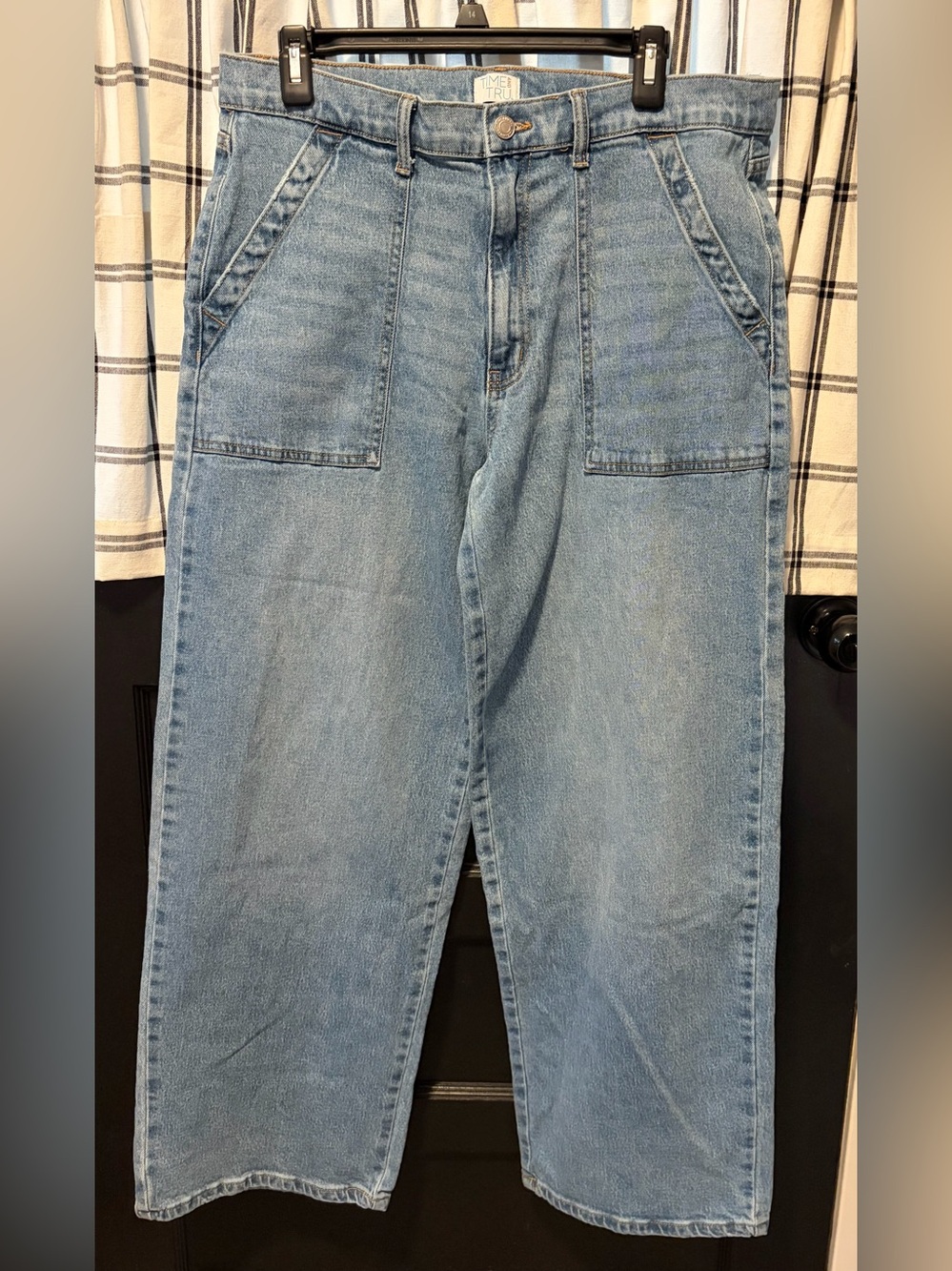 Time & True Light Blue Utility Wide Leg Fit Jeans Size 14. Thick hems.